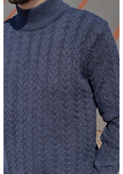 Erkek, Old Money Culture, Yarım Balıkçı Yaka, Yünlü, Saç Örgü, Kışlık Kazak PLTK11