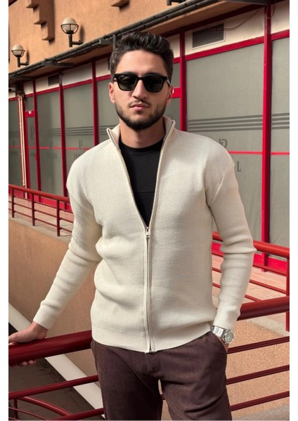 Erkek, Dik Yaka, Fermuarlı, Esnek Yapılı, Fit Görünüm Kazak, Hırka PLTK14