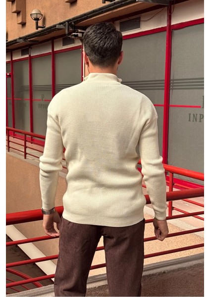 Erkek, Dik Yaka, Fermuarlı, Esnek Yapılı, Fit Görünüm Kazak, Hırka PLTK14