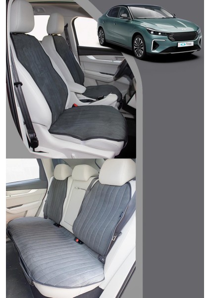 Togg T10F Tay Tüyü Cepli Oto Koltuk Koruyucu Kılıf Iyon Serisi Füme