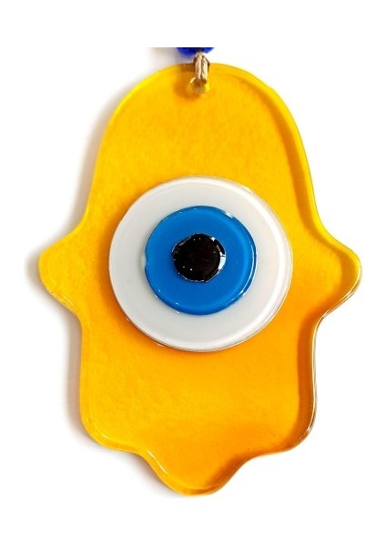 Nazar Boncuklu Bal Rengi Fatma Ana Bereket Eli Cam Duvar Süsü