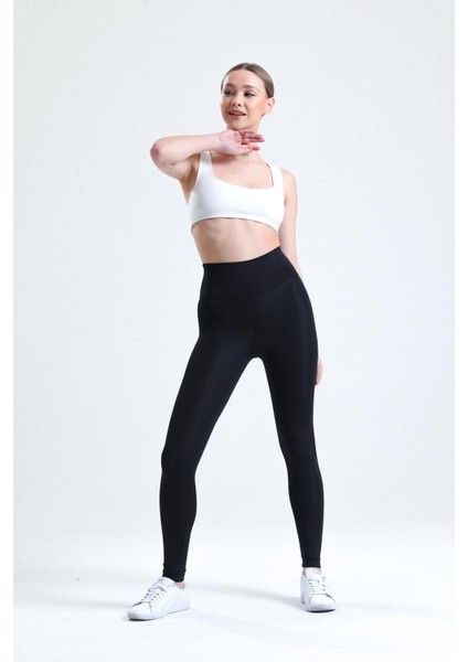 Siyah Yüksek Bel Sıkılaştırıcı Toparlayıcı Dalgıç Kumaş Spor Günlük Tayt fiyatları