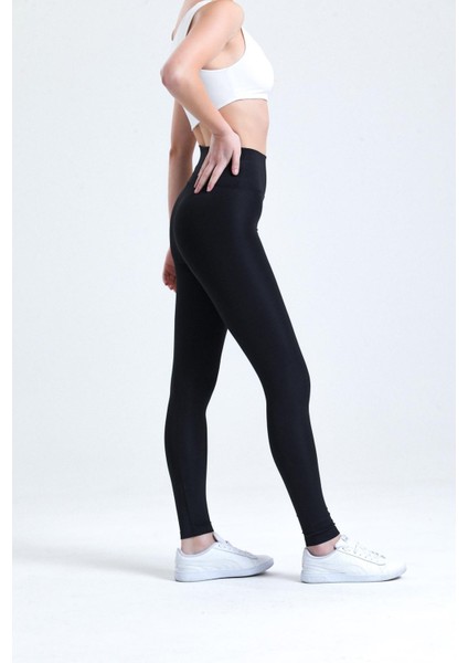 Siyah Yüksek Bel Sıkılaştırıcı Toparlayıcı Dalgıç Kumaş Spor Günlük Tayt modelleri