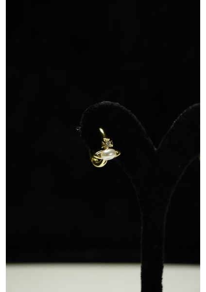 Zirkon ve Inci Taşlı ve Minimal Çelik Küpe