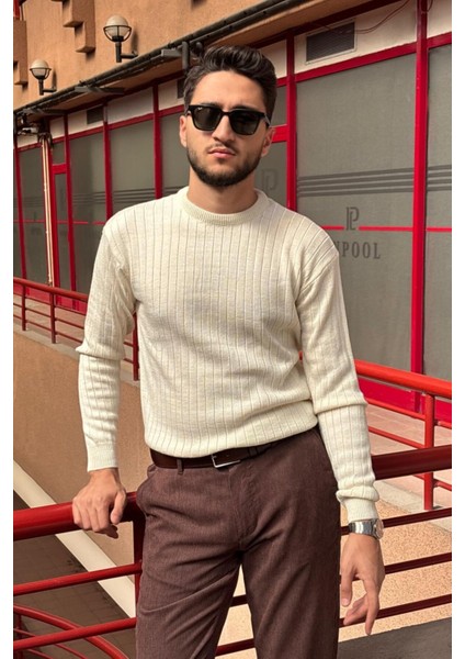 Erkek, Bisiklet Yaka, Esnek Yapılı, Çizgi Desenli, Old Money Culture, Kazak PLTK15 modelleri