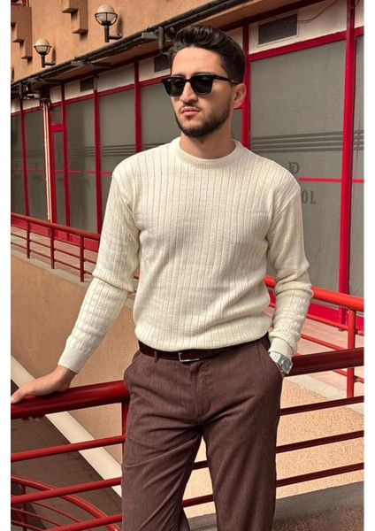 Erkek, Bisiklet Yaka, Esnek Yapılı, Çizgi Desenli, Old Money Culture, Kazak PLTK15 fırsatları