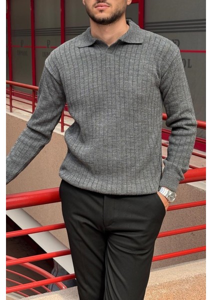 Erkek, Old Money Culture, Çizgi Görünümlü, Polo Yaka, Triko Kazak PLTK10