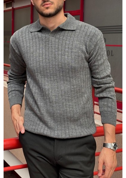 Erkek, Old Money Culture, Çizgi Görünümlü, Polo Yaka, Triko Kazak PLTK10