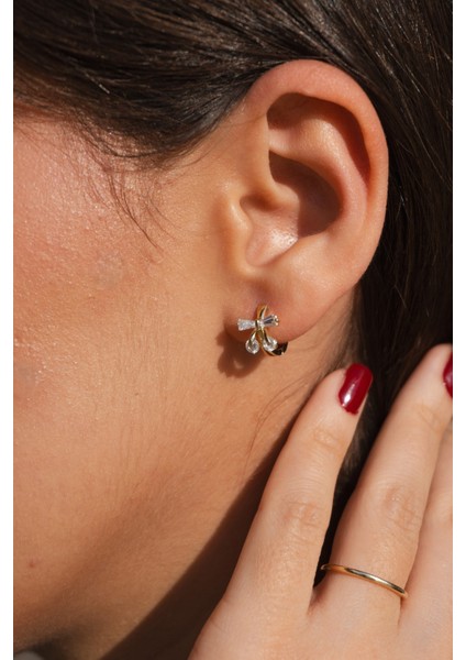 Zirkon Taşlı Minimal Çelik Küpe