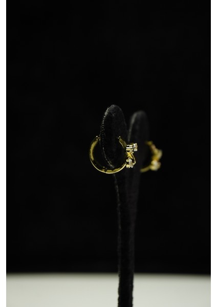 Zirkon Taşlı Minimal Çelik Küpe