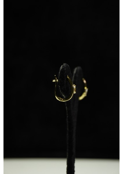 Zirkon Taşlı Minimal Çelik Küpe