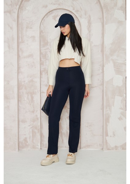 Likralı Lacivert Kadın Palazzo Pantolon fiyatları