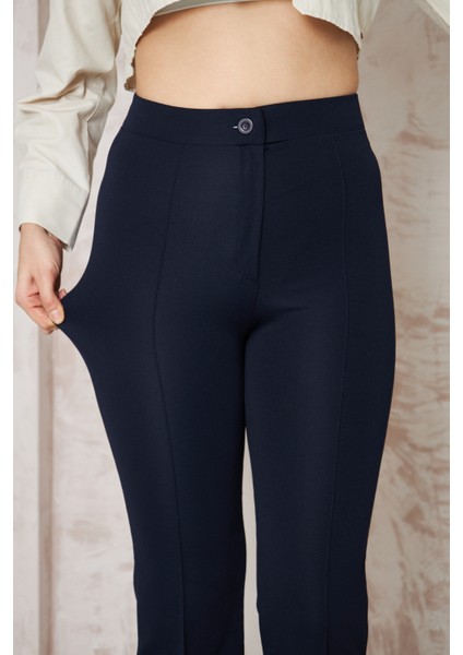 Likralı Lacivert Kadın Palazzo Pantolon fırsatları