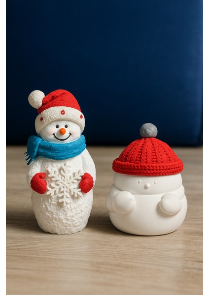 Kar Temalı Dekoratif Biblo Seti – 2’li Sevimli Kardan Adam Tasarımı indirimleri