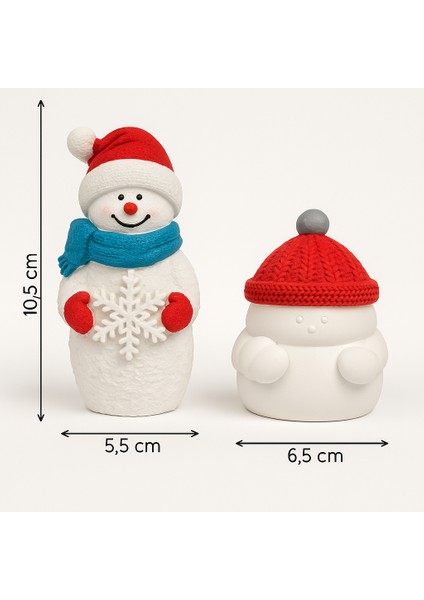 Kar Temalı Dekoratif Biblo Seti – 2’li Sevimli Kardan Adam Tasarımı