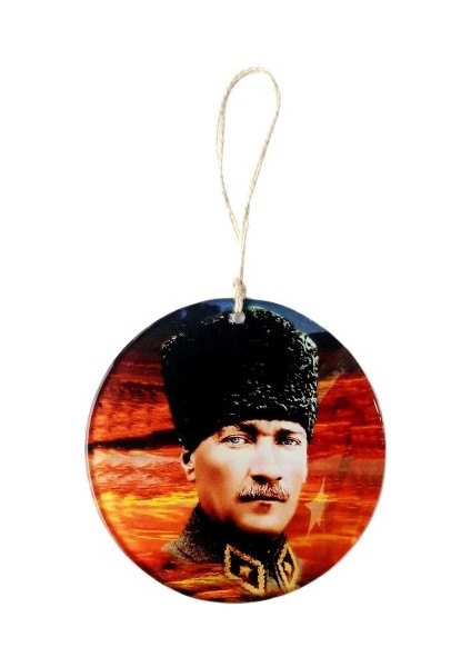 Kalpaklı Atatürk 15 Santimetre Füzyon Cam Duvar Süsü