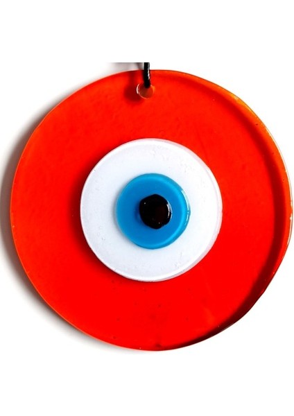 Mavi Nazar Boncuklu El Yapımı Deri İpli Turuncu Renk Şeffaf Cam Duvar Süsü modelleri