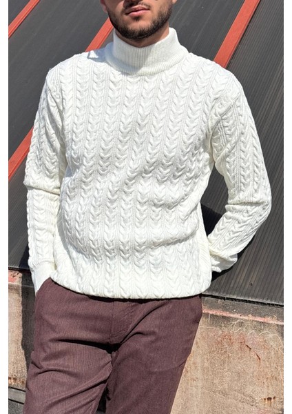 Erkek, Old Money Culture, Yarım Balıkçı Yaka, Yünlü, Saç Örgü, Kışlık Kazak PLTK11