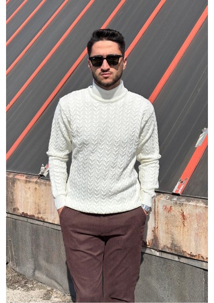 Erkek, Old Money Culture, Yarım Balıkçı Yaka, Yünlü, Saç Örgü, Kışlık Kazak PLTK11