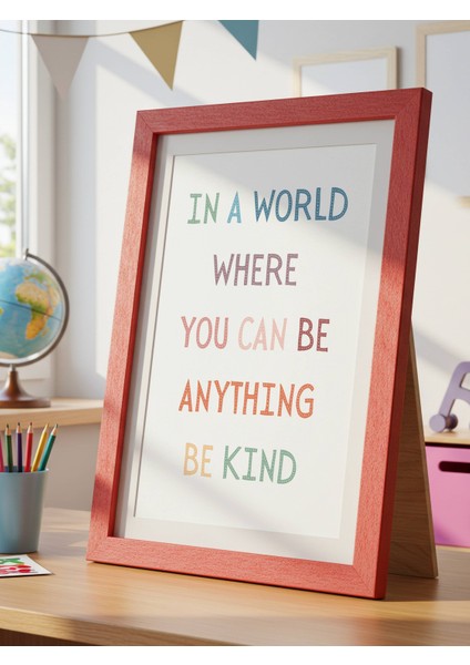 In A World Where You Can Be Anything Be Kind Dijital Baskı Poster V2 (Çerçevesiz) fırsatları