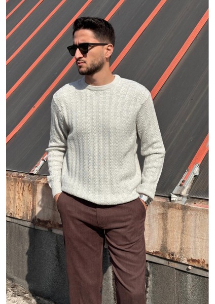 Erkek, Old Money Culture, Saç Örgü, Yün Karışımlı, Bisiklet Yaka Kazak PLTK10 modelleri