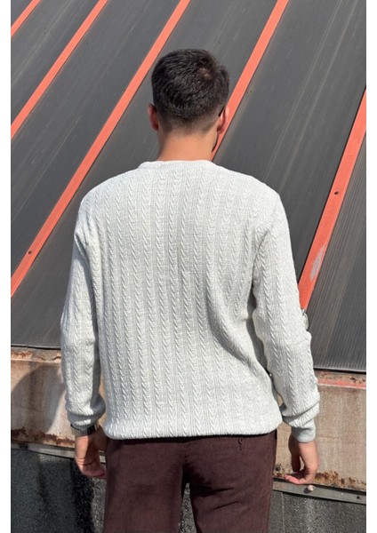 Erkek, Old Money Culture, Saç Örgü, Yün Karışımlı, Bisiklet Yaka Kazak PLTK10