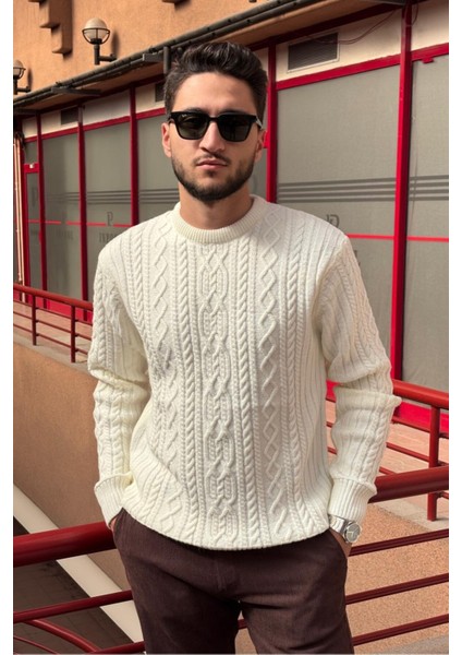 Erkek, Saç Örgü, Bisiklet Yaka, Yünlü, Old Money Culture, Kazak PLTK12