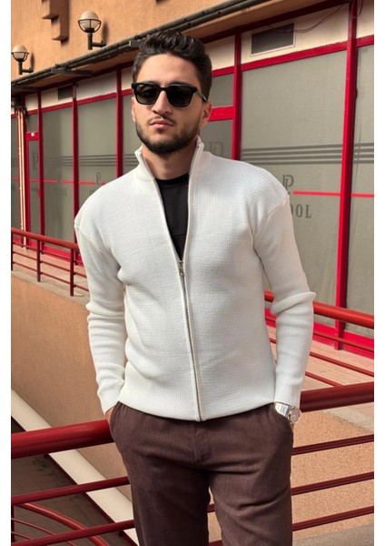 Erkek, Dik Yaka, Fermuarlı, Esnek Yapılı, Fit Görünüm Kazak, Hırka PLTK14