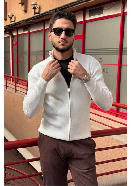 Erkek, Dik Yaka, Fermuarlı, Esnek Yapılı, Fit Görünüm Kazak, Hırka PLTK14 fırsatları