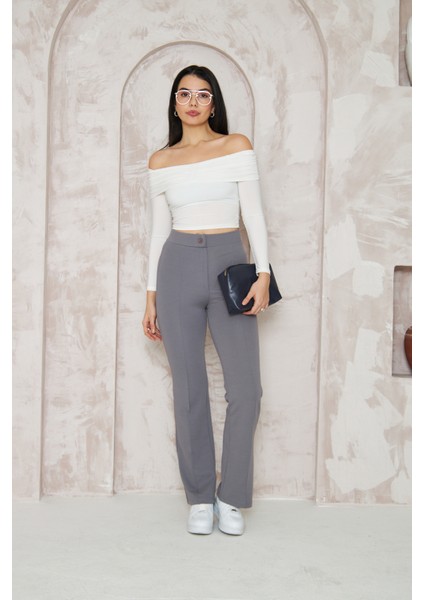 Likralı Gri Kadın Palazzo Pantolon fiyatları