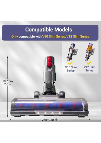 Dyson V12 Için Yedek Fırça Kafası Slim ve V10 Slim Serisi LED Aydınlatma Yedek Zemin Fırçasıyla (Yurt Dışından) fiyatları