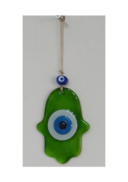 Nazar Boncuklu Yağ Yeşili Renginde Fatma Ana Bereket Eli Cam Duvar Süsü fiyatları