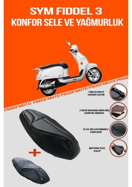 SYM Fiddel 3 Konfor Sele ve Yağmurluk Kılıf
