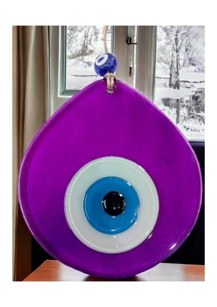 Mavi Nazar Boncuklu Şeffaf Mor Renk Nazar Boncuklu Damla Desen El Yapımı Duvar Süsü fırsatları