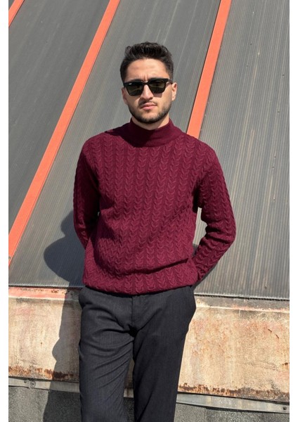 Erkek, Old Money Culture, Yarım Balıkçı Yaka, Yünlü, Saç Örgü, Kışlık Kazak PLTK11