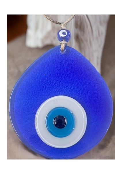 Mavi Nazar Boncuklu Şeffaf Mavi Renk Nazar Boncuklu Damla Desen El Yapımı Duvar Süsü fırsatları