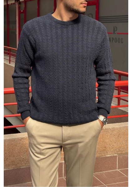 Erkek, Old Money Culture, Saç Örgü, Yün Karışımlı, Bisiklet Yaka Kazak PLTK10 modelleri