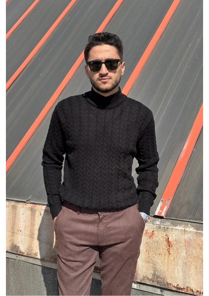 Erkek, Old Money Culture, Yarım Balıkçı Yaka, Yünlü, Saç Örgü, Kışlık Kazak PLTK11