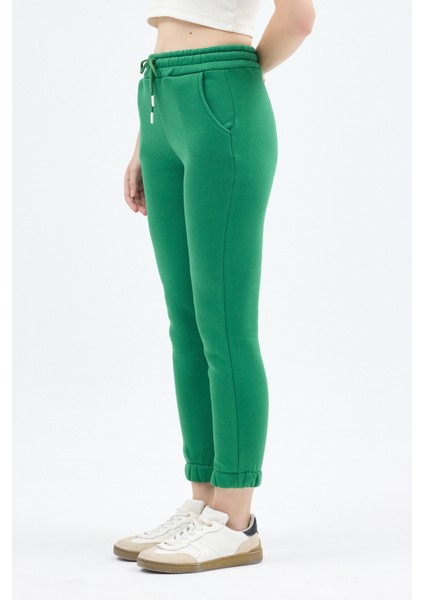 Yeşil Paçası Lastikli Kadın Jogger Eşofman Altı TCR-9151M