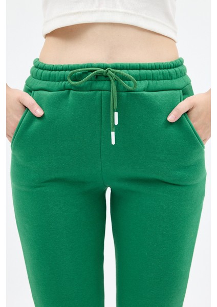 Yeşil Paçası Lastikli Kadın Jogger Eşofman Altı TCR-9151M