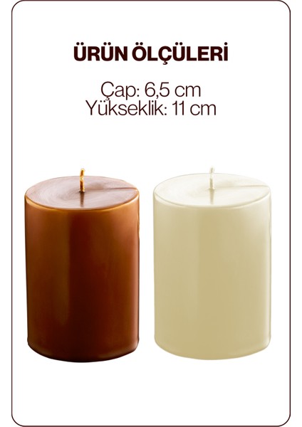 2'li Dekoratif Mum Seti - Hediyelik Mum - Krem ve Kahverengi Mum indirimleri