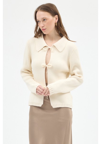 Natural Kadın Bağlamalı Polo Yaka Triko Hırka 7095 fiyatları