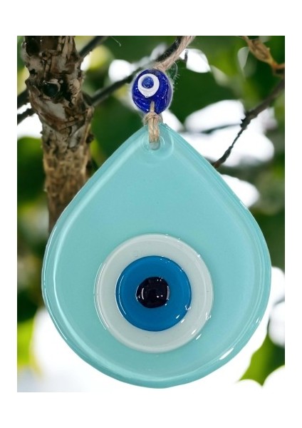 Orta Boy Turkuaz Damla Desen Nazar Boncuklu Duvar Dekoru Cam Duvar Süsü fiyatları