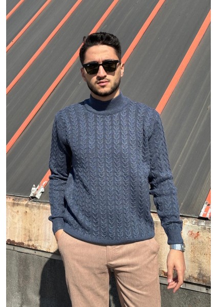 Erkek, Old Money Culture, Yarım Balıkçı Yaka, Yünlü, Saç Örgü, Kışlık Kazak PLTK11 modelleri