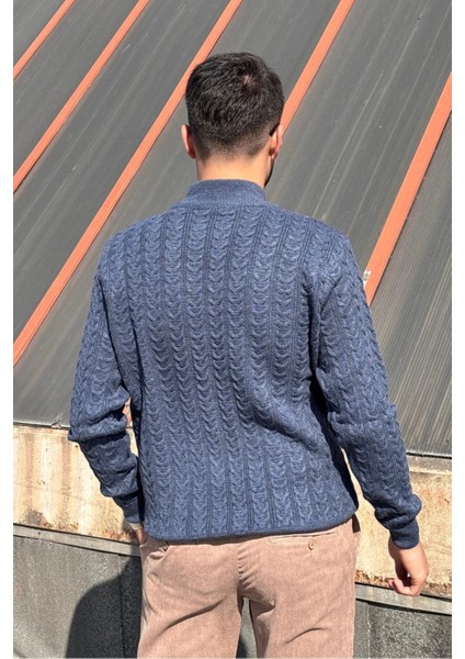 Erkek, Old Money Culture, Yarım Balıkçı Yaka, Yünlü, Saç Örgü, Kışlık Kazak PLTK11