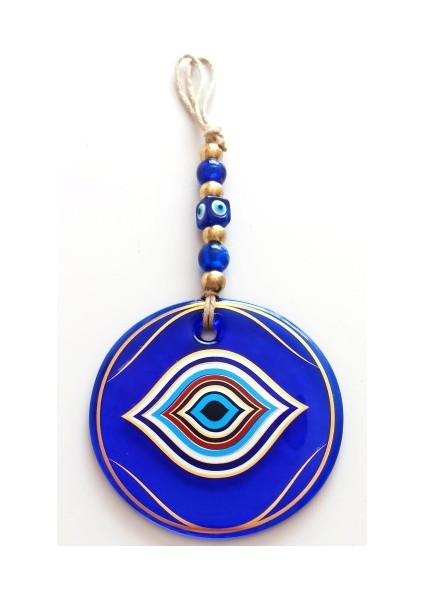 Göz Model Yaldızlı El Yapımı Mavi Cam Duvar Süsü