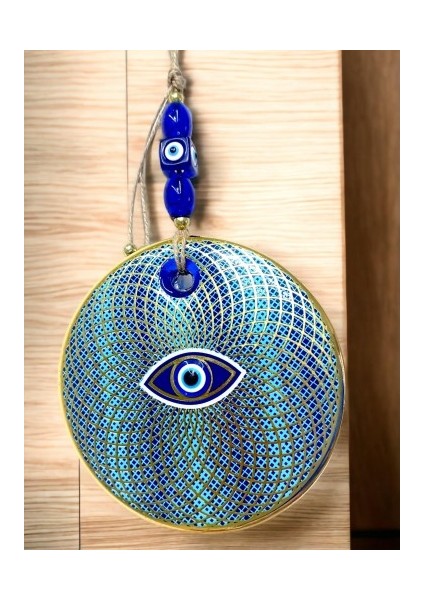 İşlemeli Geometrik Nazar Boncuklu Cam Duvar Süsü fiyatları