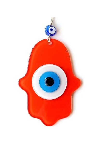 Nazar Boncuklu Turuncu Fatma Ana Bereket Eli Cam Duvar Süsü modelleri