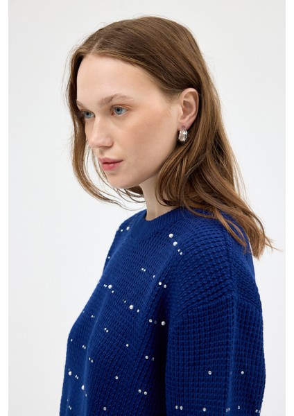 Laci Kadın Taş İşleme Detaylı Bisiklet Yaka Triko Kazak 7045 indirimleri