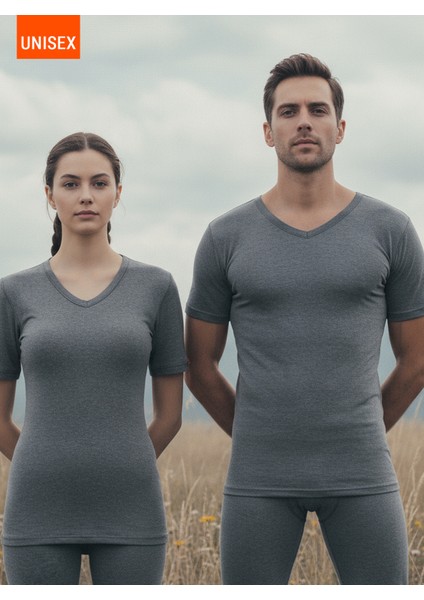 Unisex Termal Tişört 2. Seviye 1263 - Gri Melanj